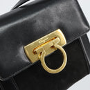 Salvatore Ferragamo Gancini Shoulder Bag Leather Black Gold Auth gh1266-16