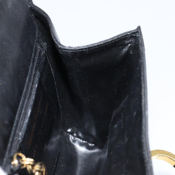 Salvatore Ferragamo Gancini Shoulder Bag Leather Black Gold Auth gh1266