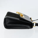 Salvatore Ferragamo Gancini Shoulder Bag Leather Black Gold Auth gh1266-4