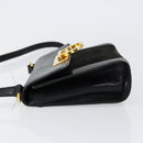 Salvatore Ferragamo Gancini Shoulder Bag Leather Black Gold Auth gh1266-5