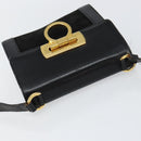 Salvatore Ferragamo Gancini Shoulder Bag Leather Black Gold Auth gh1266-6