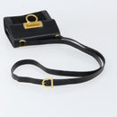 Salvatore Ferragamo Gancini Shoulder Bag Leather Black Gold Auth gh1266-7