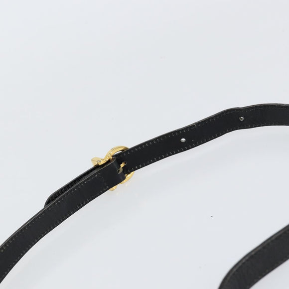 Salvatore Ferragamo Gancini Shoulder Bag Leather Black Gold Auth gh1266