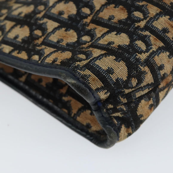 Christian Dior Trotter Canvas Clutch Bag Navy Silver Auth gh1267