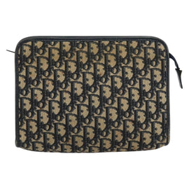 Christian Dior Trotter Canvas Clutch Bag Navy Silver Auth gh1267 - 0