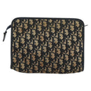 Christian Dior Trotter Canvas Clutch Bag Navy Silver Auth gh1267-3