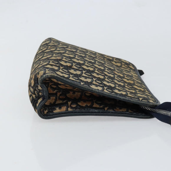 Christian Dior Trotter Canvas Clutch Bag Navy Silver Auth gh1267
