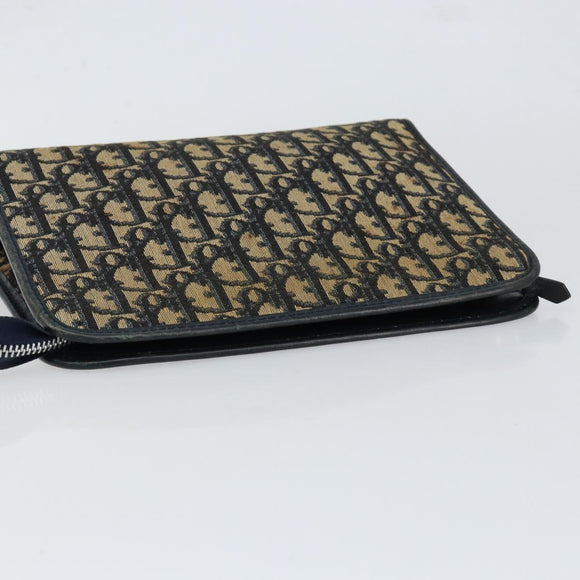 Christian Dior Trotter Canvas Clutch Bag Navy Silver Auth gh1267