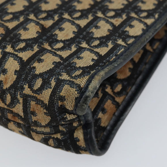 Christian Dior Trotter Canvas Clutch Bag Navy Silver Auth gh1267
