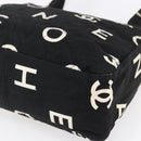 CHANEL COCO Mark Shoulder Bag Canvas Black Gold CC Auth gh1268-10