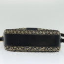 CELINE C Sulky Shoulder Bag Canvas Navy Gold Auth gh127-5