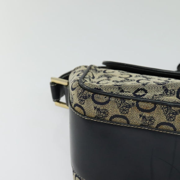 CELINE C Sulky Shoulder Bag Canvas Navy Gold Auth gh127