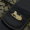 CELINE C Sulky Shoulder Bag Canvas Navy Gold Auth gh127-18