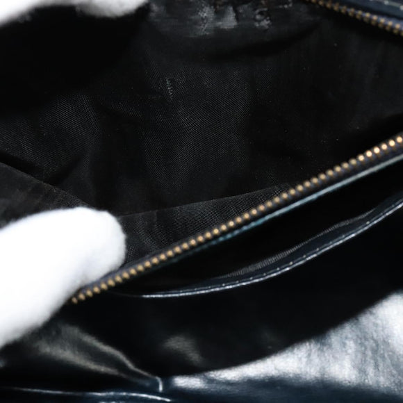 CELINE C Sulky Shoulder Bag Canvas Navy Gold Auth gh127