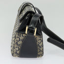 CELINE C Sulky Shoulder Bag Canvas Navy Gold Auth gh127-3