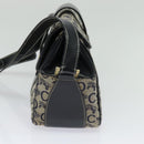 CELINE C Sulky Shoulder Bag Canvas Navy Gold Auth gh127-4