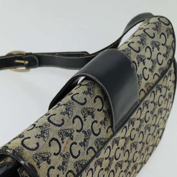 CELINE C Sulky Shoulder Bag Canvas Navy Gold Auth gh127