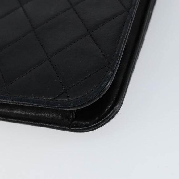 CHANEL Matelasse Chain Shoulder Bag Lamb Skin Black Gold CC Auth gh1276