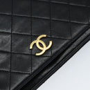 CHANEL Matelasse Chain Shoulder Bag Lamb Skin Black Gold CC Auth gh1276-14