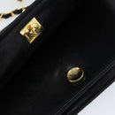 CHANEL Matelasse Chain Shoulder Bag Lamb Skin Black Gold CC Auth gh1276-15