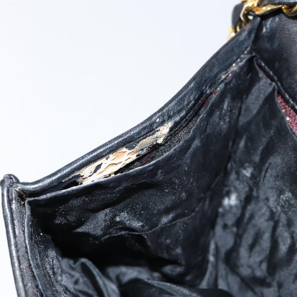 CHANEL Matelasse Chain Shoulder Bag Lamb Skin Black Gold CC Auth gh1276