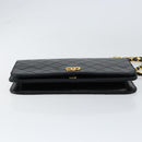 CHANEL Matelasse Chain Shoulder Bag Lamb Skin Black Gold CC Auth gh1276-9