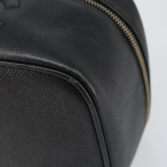 CHANEL COCO Mark Vanity Pouch Caviar Skin Black Gold CC Auth gh1283