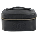 CHANEL COCO Mark Vanity Pouch Caviar Skin Black Gold CC Auth gh1283-13