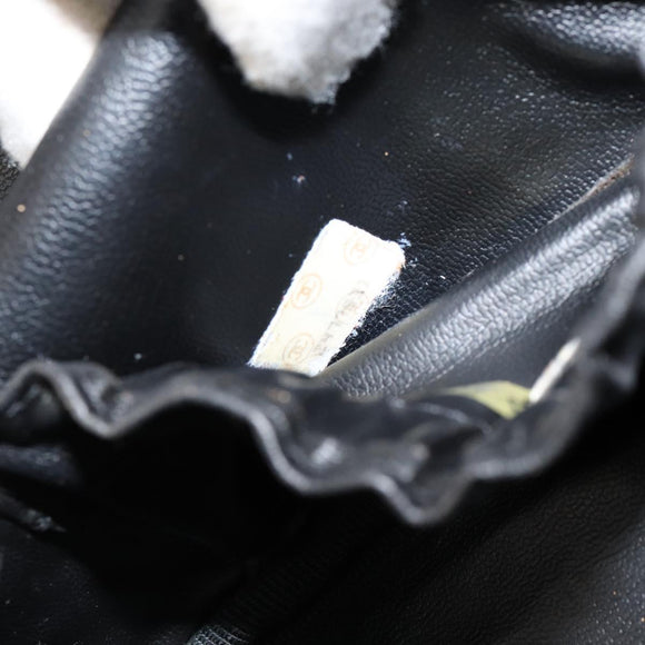 CHANEL COCO Mark Vanity Pouch Caviar Skin Black Gold CC Auth gh1283