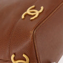 CHANEL Matelasse Big Coco Shoulder Bag Caviar Skin Brown Gold CC Auth gh1285-10