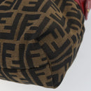 FENDI Zucca Canvas Shoulder Bag Black Brown Auth gh1286-10