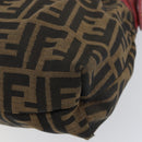 FENDI Zucca Canvas Shoulder Bag Black Brown Auth gh1286-12