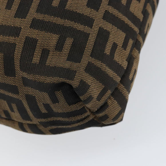 FENDI Zucca Canvas Shoulder Bag Black Brown Auth gh1286