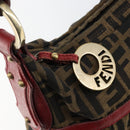 FENDI Zucca Canvas Shoulder Bag Black Brown Auth gh1286-14