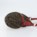 FENDI Zucca Canvas Shoulder Bag Black Brown Auth gh1286-4