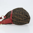 FENDI Zucca Canvas Shoulder Bag Black Brown Auth gh1286-5
