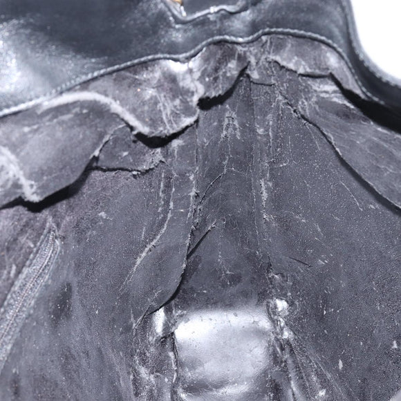 GUCCI Bamboo Hand Bag Leather Gold Black 001 2123 1577 Auth gh1288