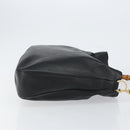 GUCCI Bamboo Hand Bag Leather Gold Black 001 2123 1577 Auth gh1288-4