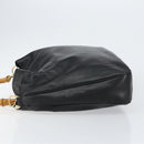 GUCCI Bamboo Hand Bag Leather Gold Black 001 2123 1577 Auth gh1288-5