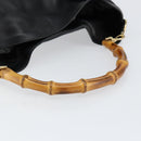 GUCCI Bamboo Hand Bag Leather Gold Black 001 2123 1577 Auth gh1288-7