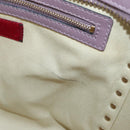 VALENTINO Studs Hand Bag Leather 2way Purple Gold Auth gh1289-11