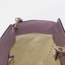 VALENTINO Studs Hand Bag Leather 2way Purple Gold Auth gh1289-22