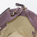 VALENTINO Studs Hand Bag Leather 2way Purple Gold Auth gh1289-23