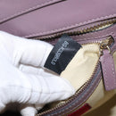 VALENTINO Studs Hand Bag Leather 2way Purple Gold Auth gh1289-12