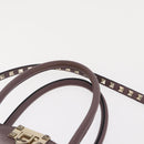 VALENTINO Studs Hand Bag Leather 2way Purple Gold Auth gh1289-14