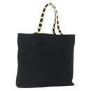 Salvatore Ferragamo Chain Tote Bag Canvas Black Gold Auth gh1290-1