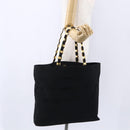 Salvatore Ferragamo Chain Tote Bag Canvas Black Gold Auth gh1290-20