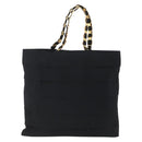 Salvatore Ferragamo Chain Tote Bag Canvas Black Gold Auth gh1290-3