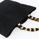 Salvatore Ferragamo Chain Tote Bag Canvas Black Gold Auth gh1290-6