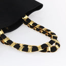 Salvatore Ferragamo Chain Tote Bag Canvas Black Gold Auth gh1290-7